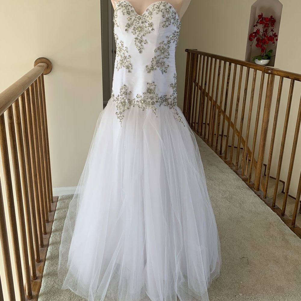 White wedding dress.